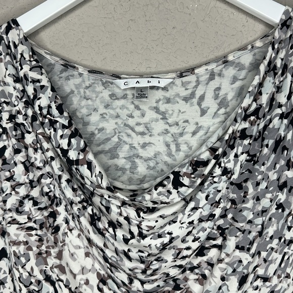 CAbi Lana Drape Neck Side Ruched Sleeveless  Animal Print Top Style #734 Size L - Picture 4 of 12